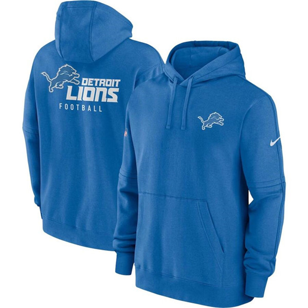 Detroit Lions Blue Sideline Club Fleece Pullover Hoodie - Zenithce