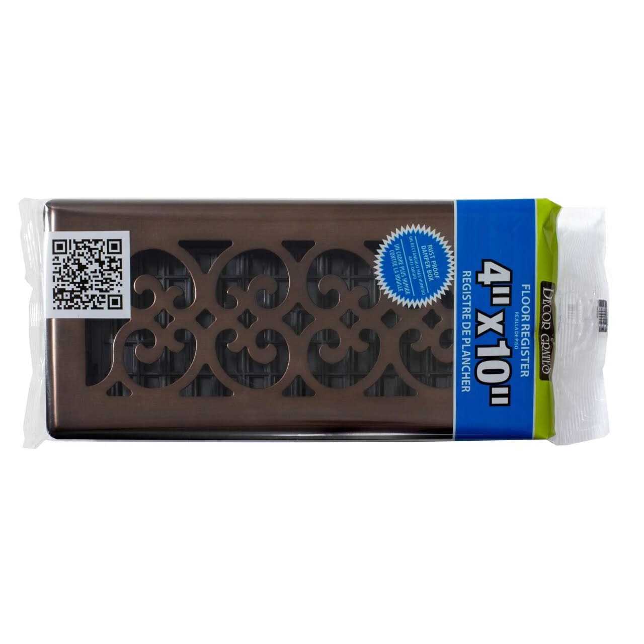 Decor Grates 4 in. x 10 in. Oriental Steel Plated Floor Register - Zenithce