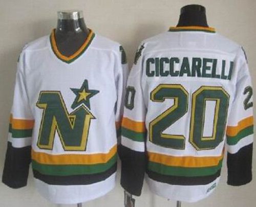 Stars #20 Dino Ciccarelli White CCM Throwback Stitched Jersey - Zenithce