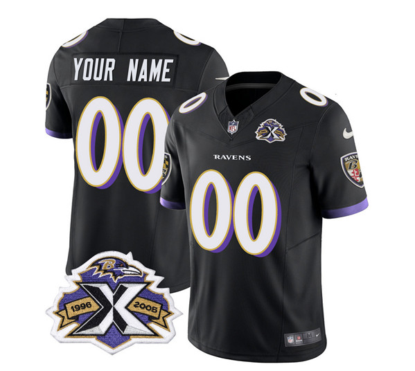 Baltimore Ravens Custom Black 2023 F.U.S.E With Patch Throwback Vapor Limited Stitched Jersey - Zenithce