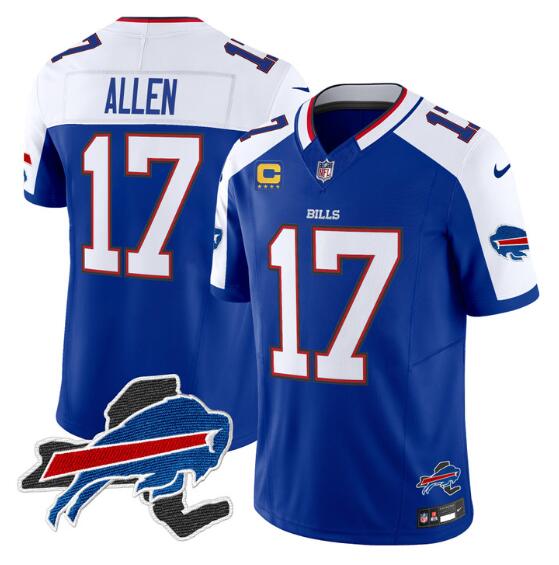 Buffalo Bills #17 Josh Allen Royal White 2024 F.U.S.E. With 4-Star C Ptach New York Ptach Vapor Limited Stitched Jersey - Zenithce