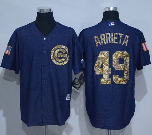 Cubs #49 Jake Arrieta Denim Blue Salute To Service Stitched Jersey - Zenithce