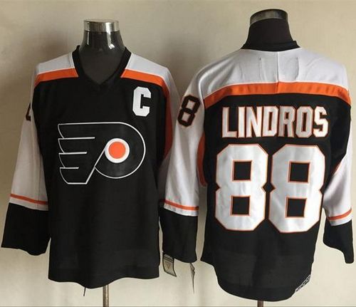 Flyers #88 Eric Lindros Black CCM Throwback Stitched Jersey - Zenithce