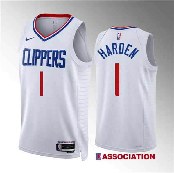 Los Angeles Clippers #1 James Harden White Association Edition Stitched Jersey - Zenithce