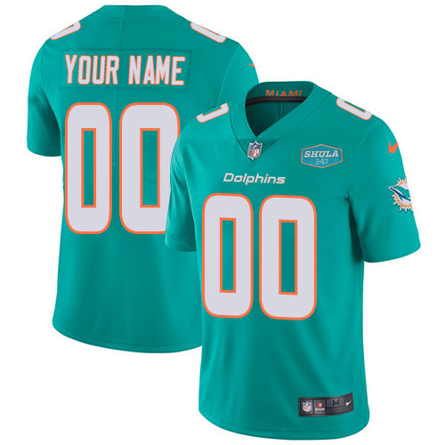 Miami Dolphins Customized Custom Aqua With 347 Shula Patch 2020 Vapor Untouchable Limited Stitched Jersey - Zenithce