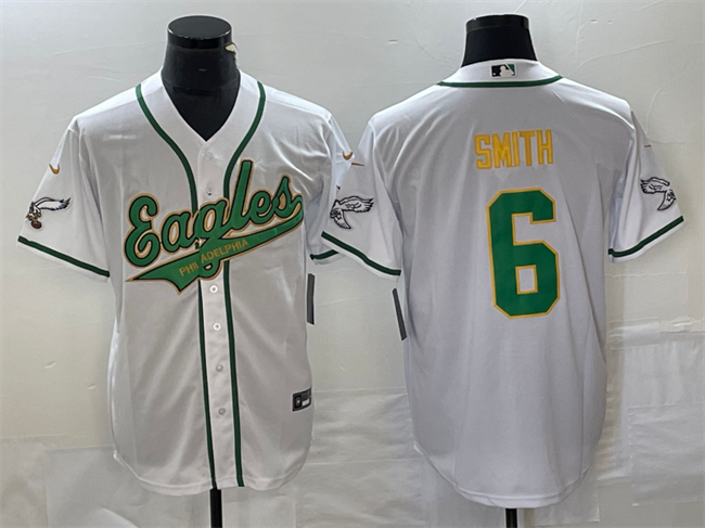 Philadelphia Eagles #6 DeVonta Smith White Gold Cool Base Stitched Jersey - Zenithce