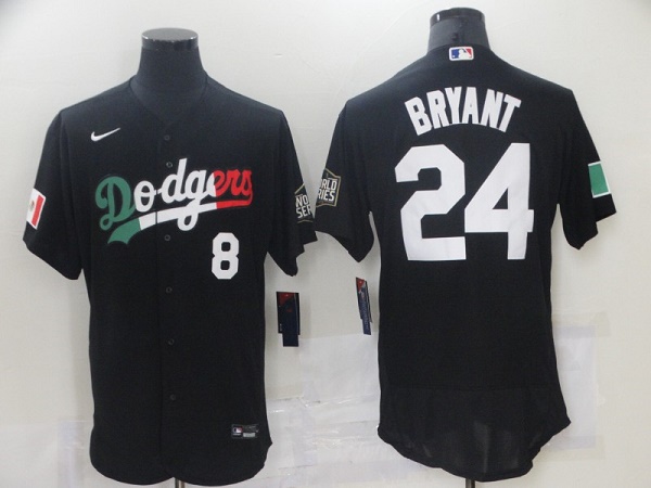 Los Angeles Dodgers Front #8 Back #24 Kobe Bryant Black World Series Stitched Jersey - Zenithce