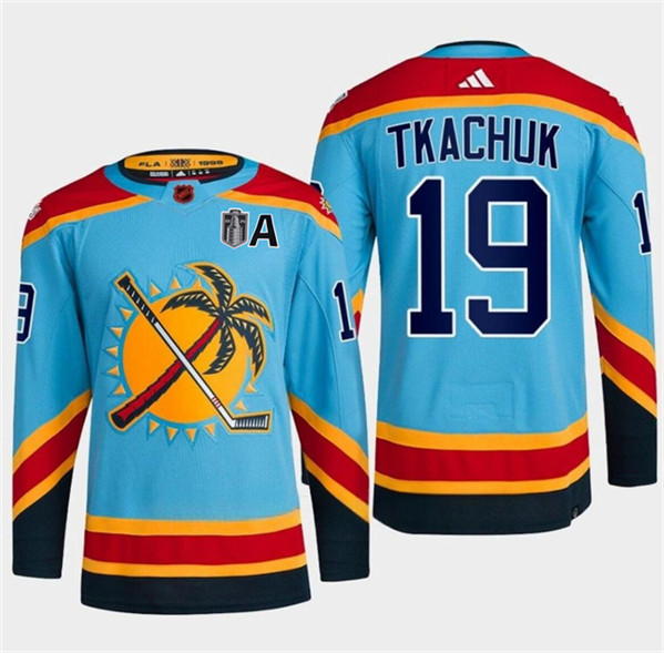 Florida Panthers #19 Matthew Tkachuk Blue 2024 Stanley Cup Final Patch Reverse Retro Stitched Jersey - Zenithce