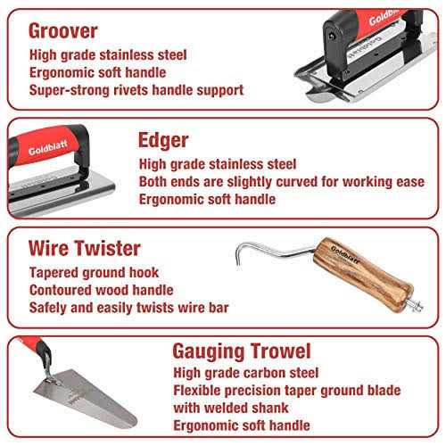 Goldblatt 4 Pieces Tile Grout Masonry Mortar Bag Set Includes 3 Pieces Tear Puncture Resistant Grout Bag & 1 Piece Brick Jointer for Tile - Zenithce
