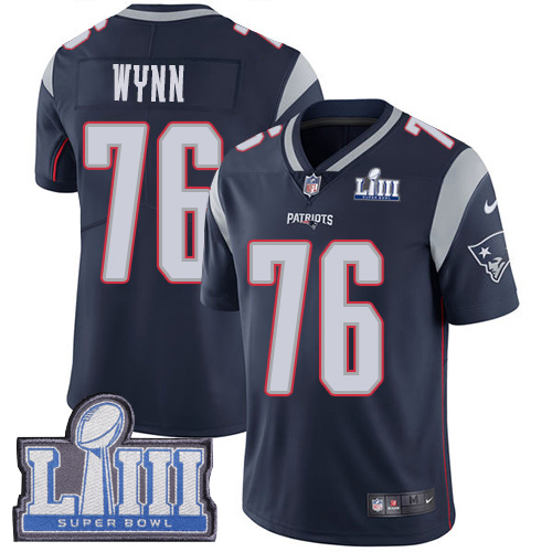 New England Patriots #76 Isaiah Wynn Navy Blue Super Bowl LIII Vapor Untouchable Limited Stitched Jersey - Zenithce