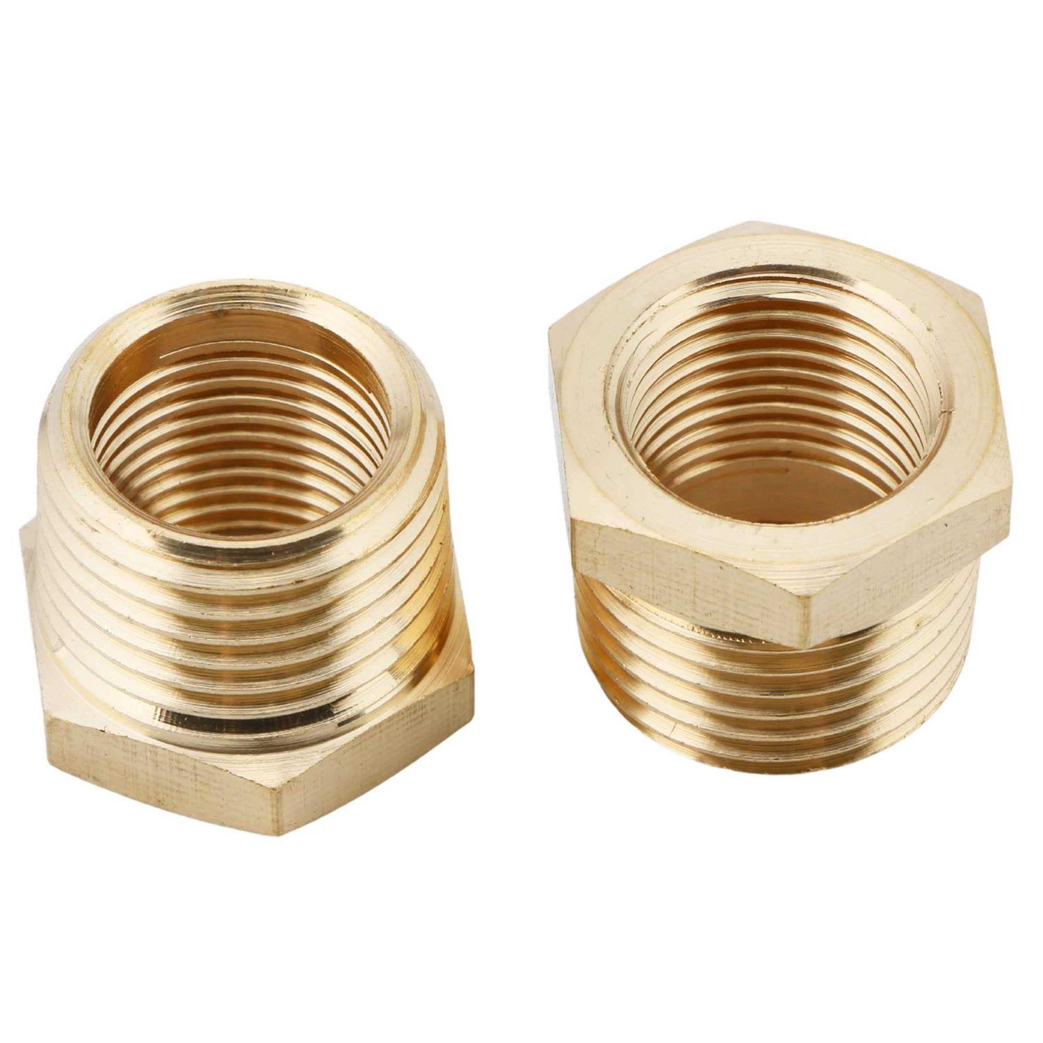 U.S. Solid 2pcs Brass Reducer Hex Bushing Brass Threaded Pipe Fitting NPT Male x NPT Female Adapter - Zenithce