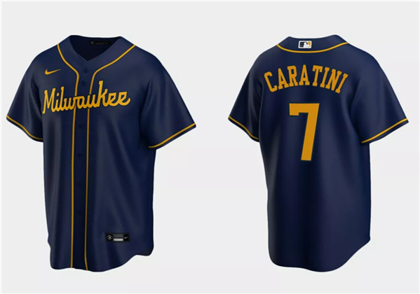 Milwaukee Brewers #7 Victor Caratini Navy Cool Base Stitched Jersey - Zenithce