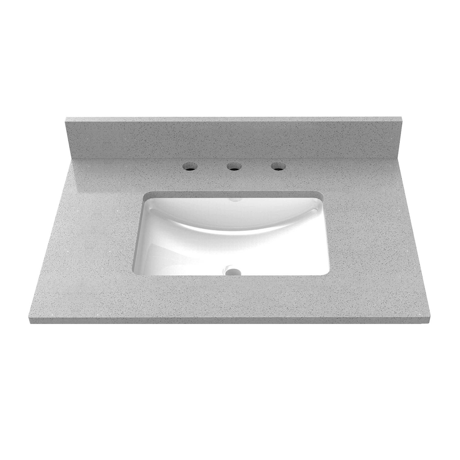 Winette 31 White Undermount Single Sink 3-Hole Bathroom Vanity Top Marble WVT - Zenithce