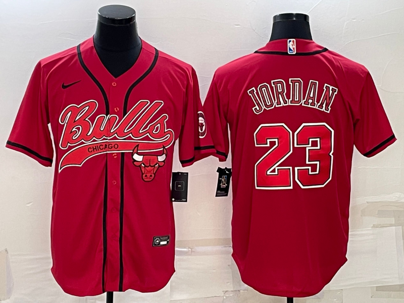 Chicago Bulls #23 Michael Jordan Red With Patch Cool Base Stitched Baseball Jersey - Zenithce