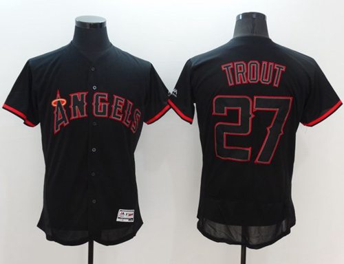 Angels Of Anaheim #27 Mike Trout Black Fashion Flexbase Authentic Collection Stitched Jersey - Zenithce
