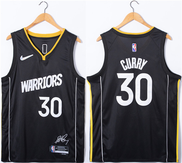 Golden State Warriors #30 Stephen Curry Black 75th Anniversary Stitched Jersey - Zenithce