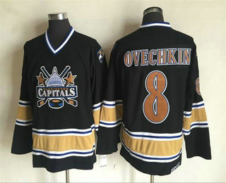 Washington Capitals #8 Alex Ovechkin 2000-01 Black CCM Vintage Throwback Jersey - Zenithce