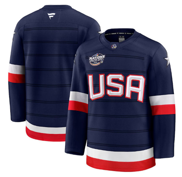 USA Blank Navy 2025 4 Nations Face-Off Stitched Jersey - Zenithce