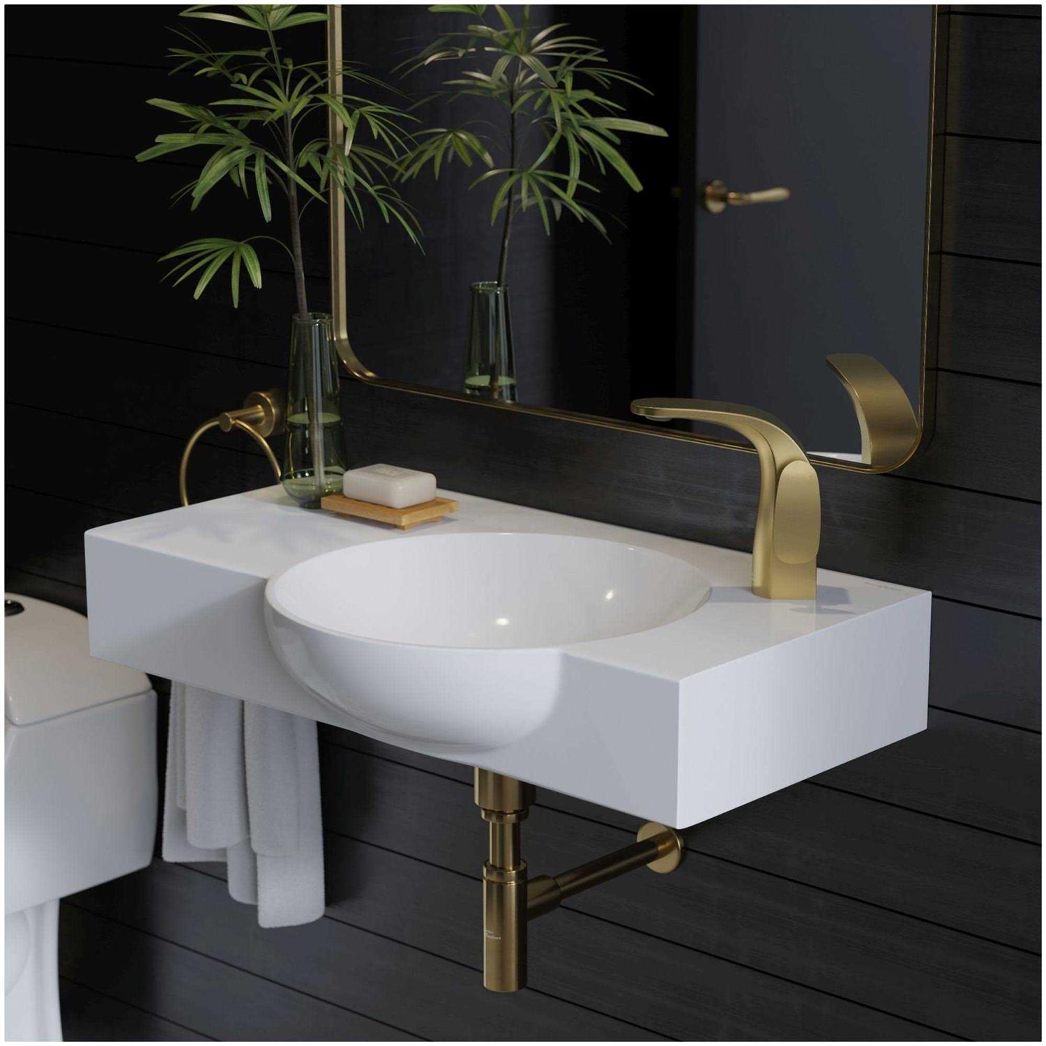 Swiss Madison Chateau 30 inch Left Side Faucet Wall-Mount Bathroom Sink SM-WS326 - Zenithce