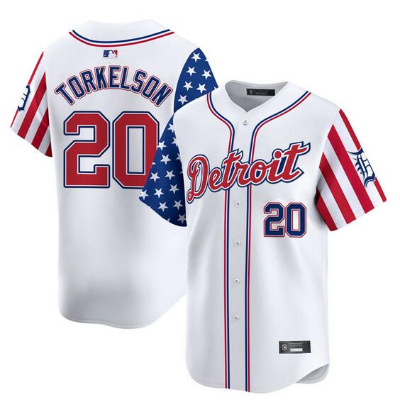 Detroit Tigers #20 Spencer Torkelson White 2025 Independence Day Vapor Premier Limited Stitched Jersey - Zenithce