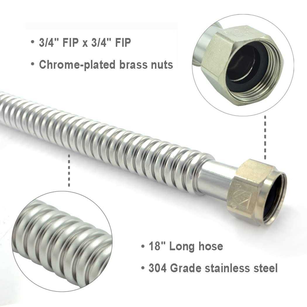 TT FLEX Stainless Steel Corrugated Water Heater Connector Flexible for Water Heater Water Softener FIP x FIP - Zenithce