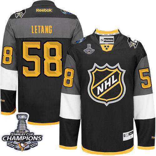 Penguins #58 Kris Letang Black 2016 All Star Stanley Cup Champions Stitched Jersey - Zenithce