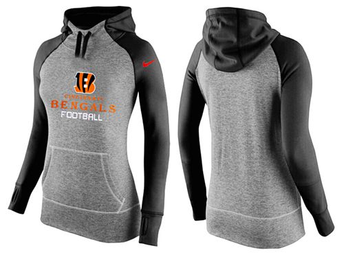 Women's Nike Cincinnati Bengals Performance Hoodie Grey   Black - Zenithce