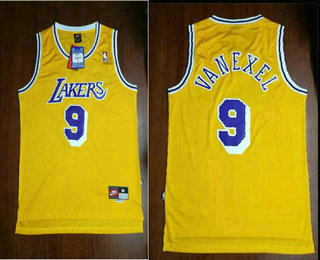Los Angeles Lakers #9 Nick Van Exel Yellow Hardwood Classics Soul Swingman Throwback Jersey - Zenithce