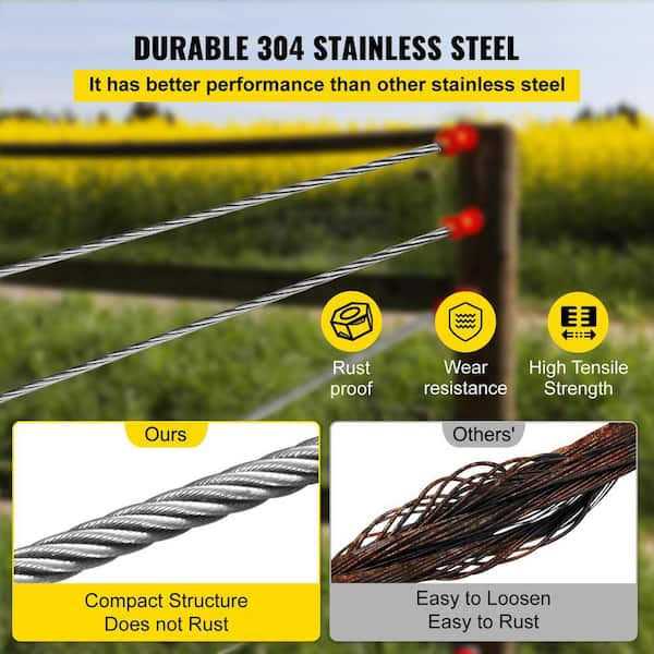 VEVOR 1×19 Stainless Steel Cable Cable Wire Rope Aircraft Cable 500ft - Zenithce