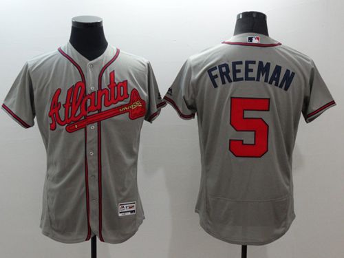 Braves #5 Freddie Freeman Grey Flexbase Authentic Collection Stitched Jersey - Zenithce