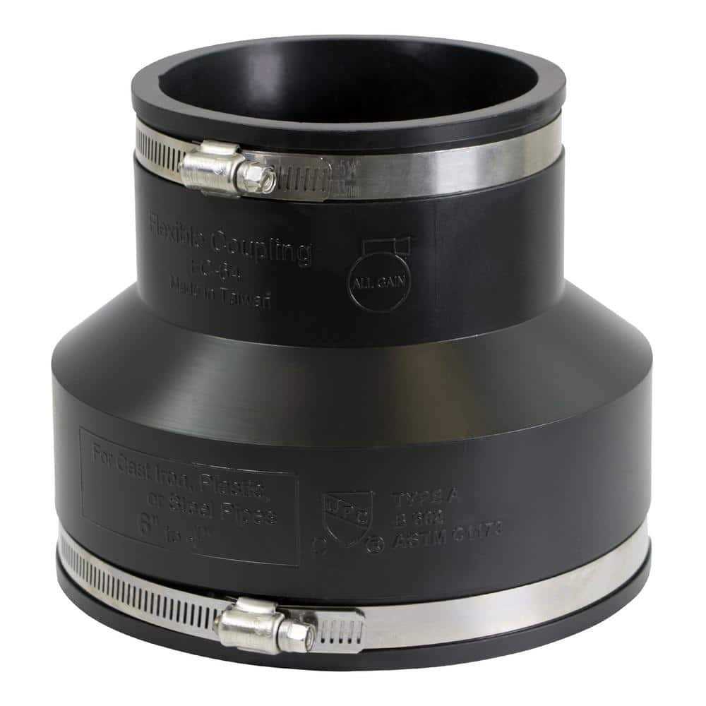 The Plumber’s Choice 4 in. PVC Flexible Reducing Coupling with Stainless Steel Clamps - Zenithce