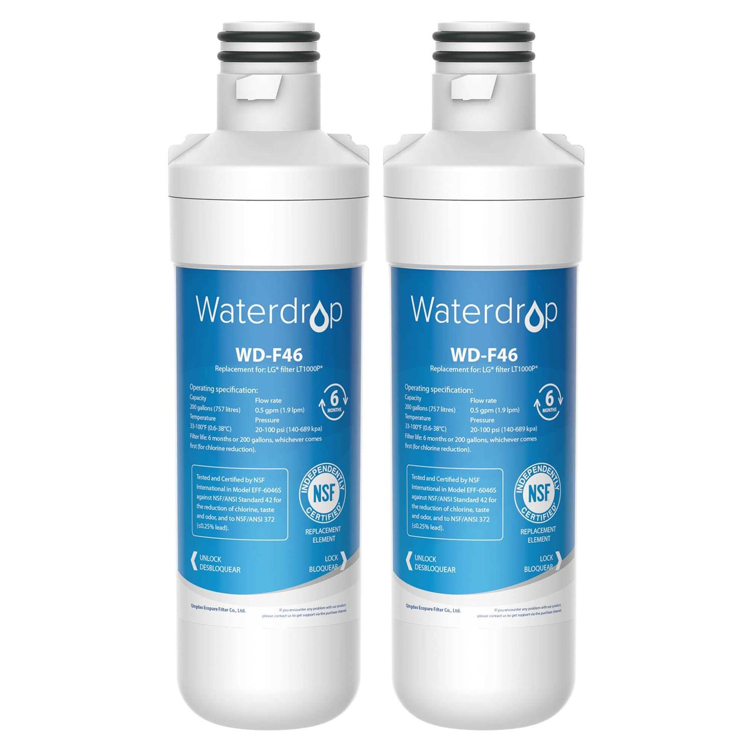 Waterdrop Lt1000pc Adq747935 Mdj64844601 Refrigerator Water Filter Replacement for LG Lt1000p - Zenithce