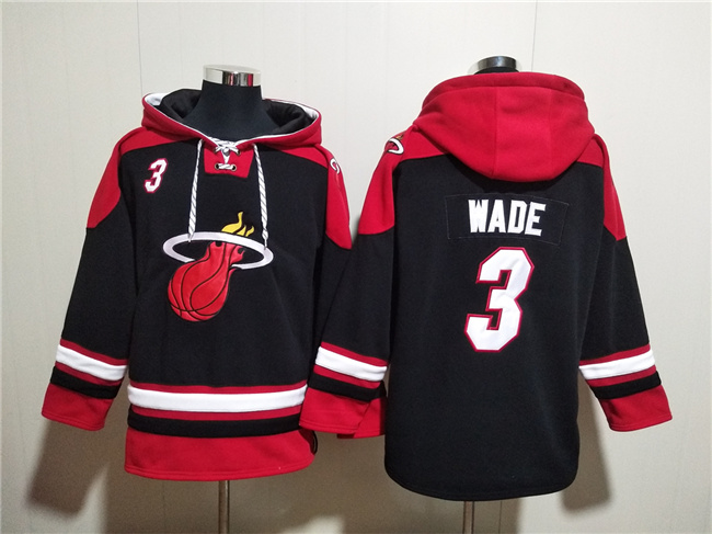 Miami Heat #3 Dwyane Wade Black Ageless Must-Have Lace-Up Pullover Hoodie - Zenithce
