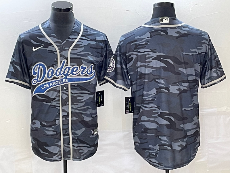 Los Angeles Dodgers Blank Gray Camo Cool Base With Patch Stitched Jersey - Zenithce