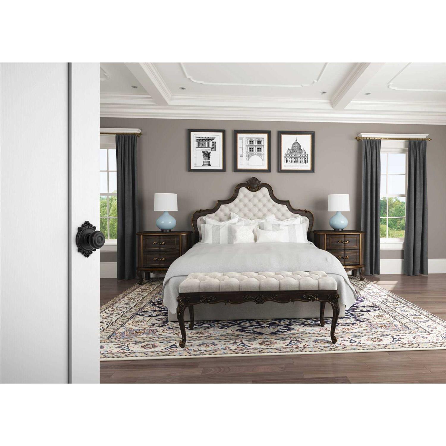 Schlage Georgian Privacy Door Knob Set with Decorative Brookshire Trim F40GEO - Zenithce