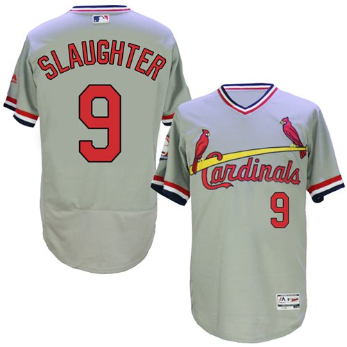Cardinals #9 Enos Slaughter Grey Flexbase Authentic Collection Cooperstown Stitched Jersey - Zenithce