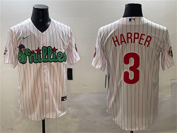 Philadelphia Phillies #3 Bryce Harper White Phanatic Cool Base Stitched Jersey - Zenithce