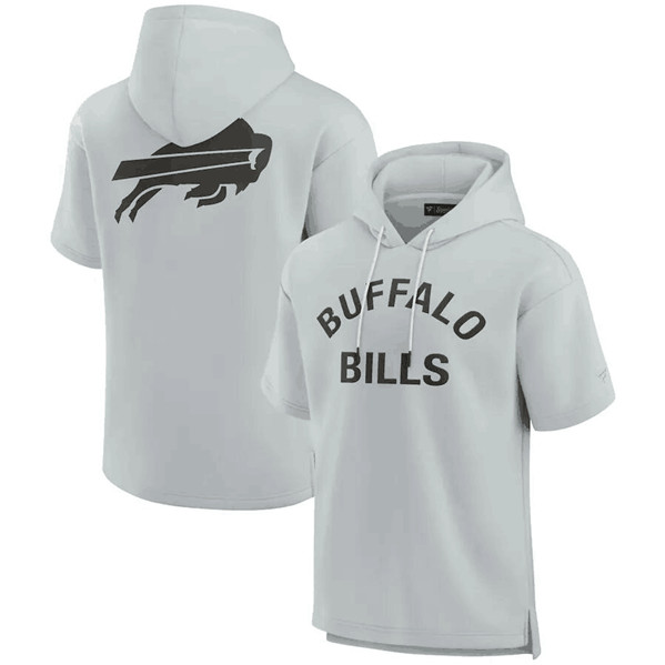 Buffalo Bills Gray Super Soft Fleece Short Sleeve Hoodie - Zenithce