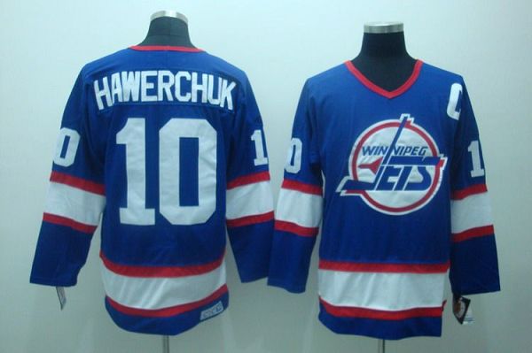 Jets #10 Dale Hawerchuk Stitched Blue CCM Throwback Jersey - Zenithce