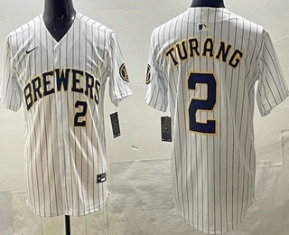 Milwaukee Brewers #2 Brice Turang White Limited Jersey - Zenithce