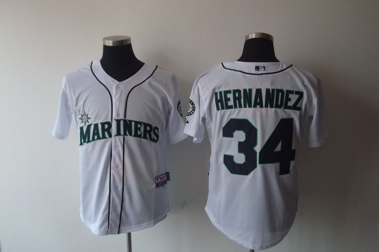 Mariners #34 Felix Hernandez White Cool Base Stitched Jersey - Zenithce