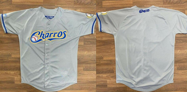 Charros De Jalisco Blank Gray Stitched Baseball Jersey - Zenithce
