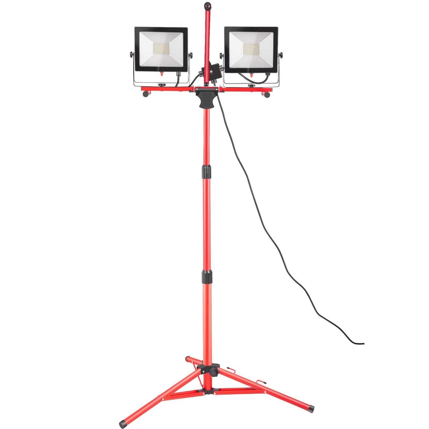 VEVOR LED Work Light with Stand Dual-head LED Work Light with 27.6-68.1 Adjustable and Foldable Tripod Stand - Zenithce