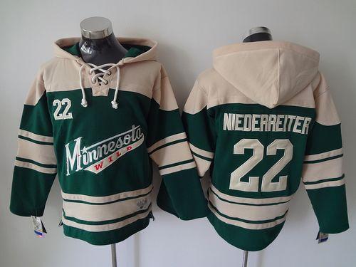 Wild #22 Nino Niederreiter Green Sawyer Hooded Sweatshirt Stitched Jersey - Zenithce