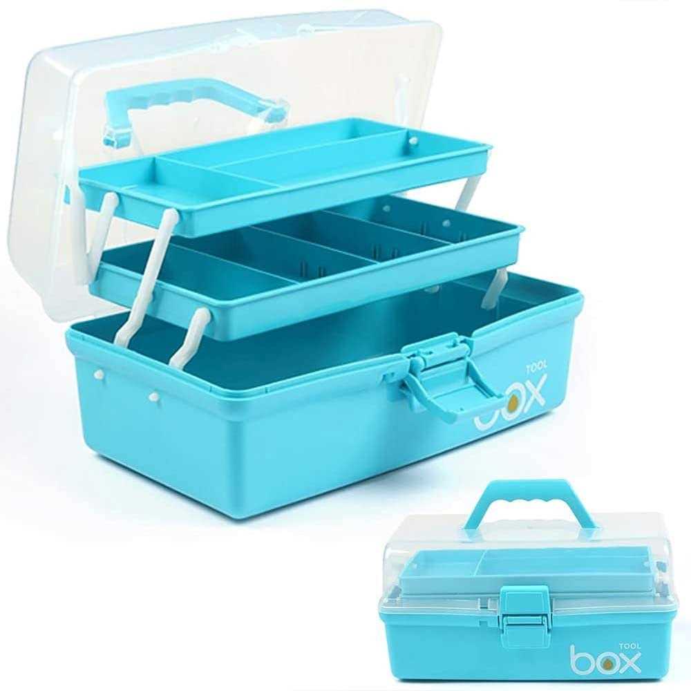 TERGOO 12in Three-layer Multipurpose Storage Box Folding Tool Box/Art & Crafts Case/Sewing Supplies Organizer/Medicine Box/Family First Aid Box - Zenithce
