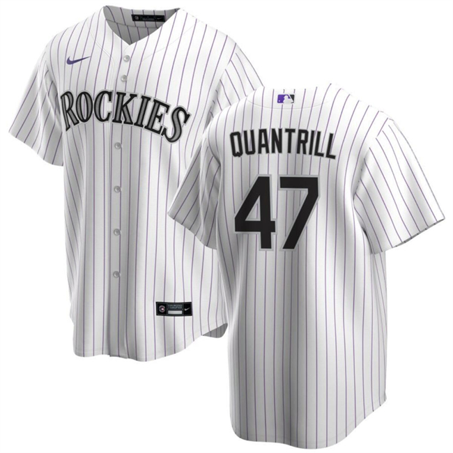 Colorado Rockies #47 Cal Quantrill White Cool Base Stitched Jersey - Zenithce