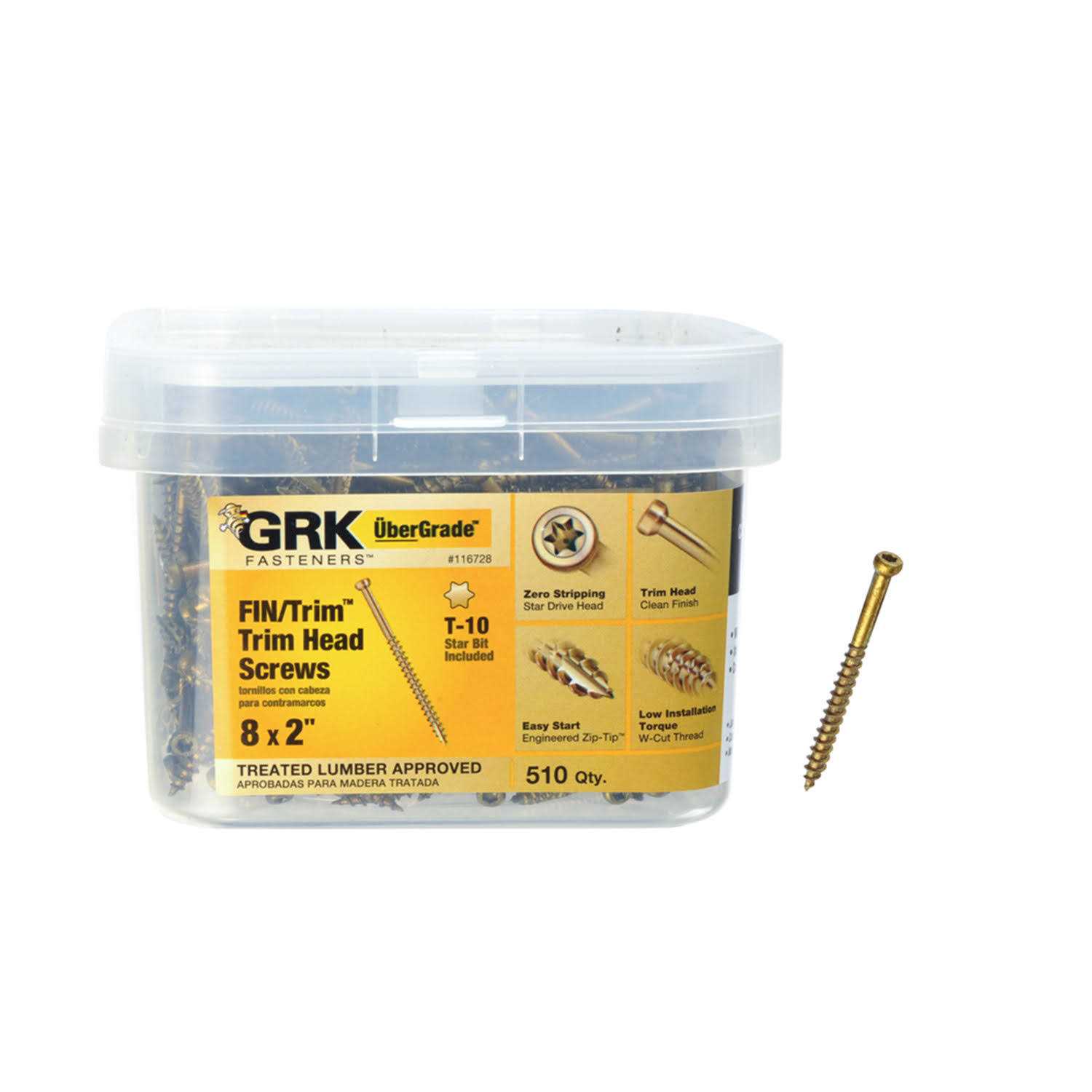 Grk Fasteners Screws, Trim Head – 100 screws - Zenithce