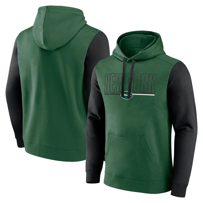 New York Jets Green Black Outline Pullover Hoodie - Zenithce