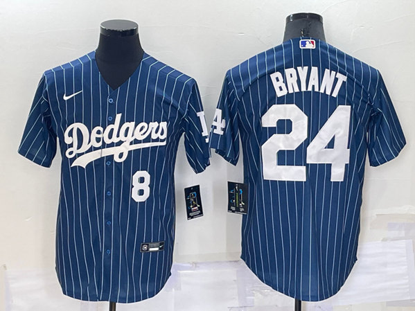 Los Angeles Dodgers Front #8 Back #24 Kobe Bryant Navy Cool Base Stitched Jersey - Zenithce
