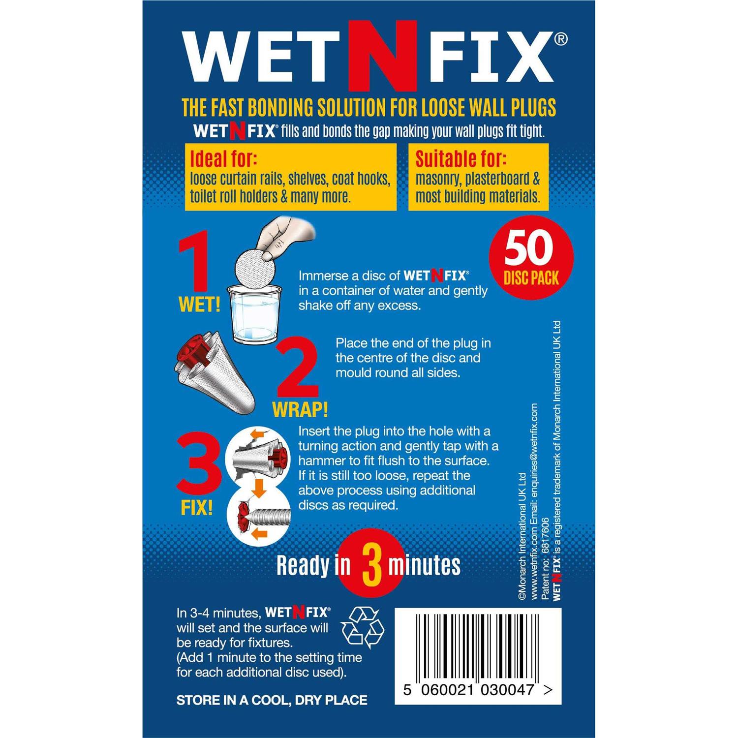 WETNFIX Fixing Wall Anchors Fast! Ideal for Loose Wall fixtures Such as Curtain Rails - Zenithce